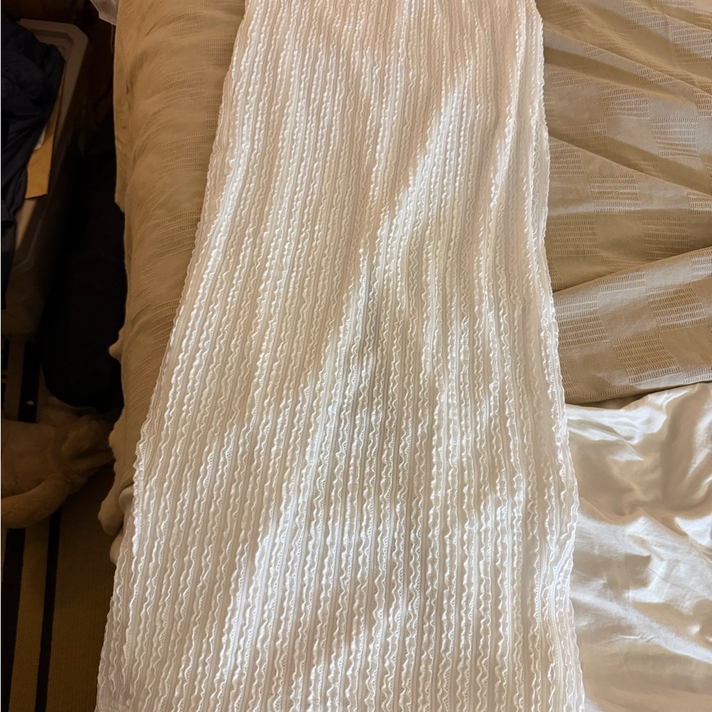 12th Tribe White Textured Pencil Skirt